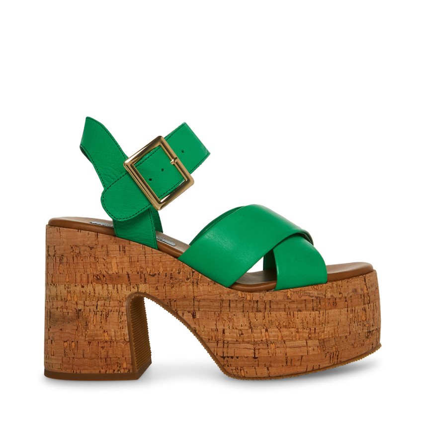 Sandalias de Plataforma Steve Madden Palmer Cuero Mujer Verde | ES XPE963